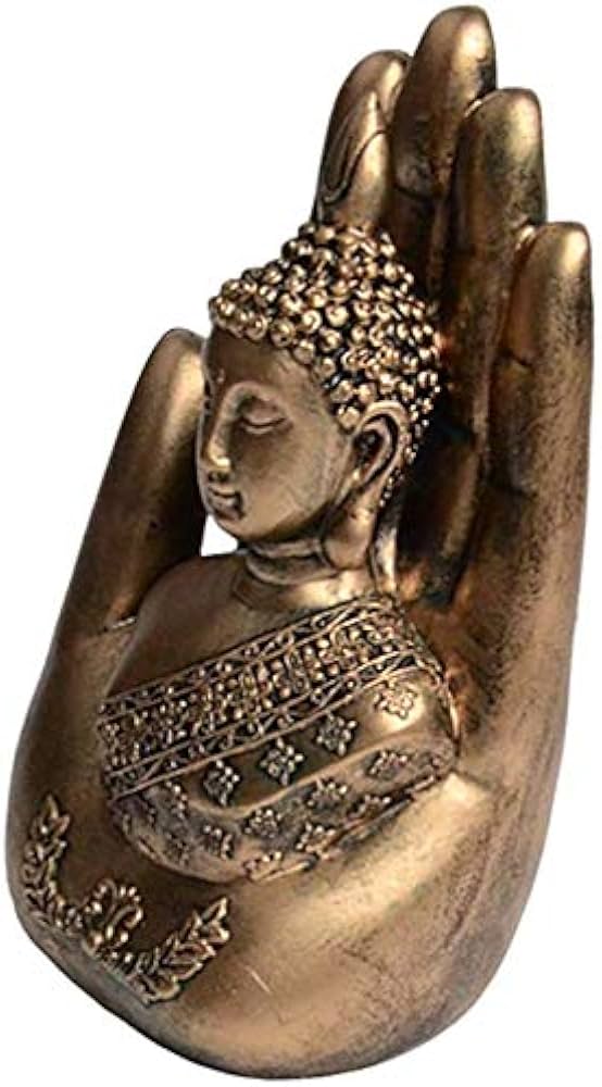 Amazon｜手のひらの像 樹脂製 禅 ブッダ 手彫刻 手の中の仏像 家